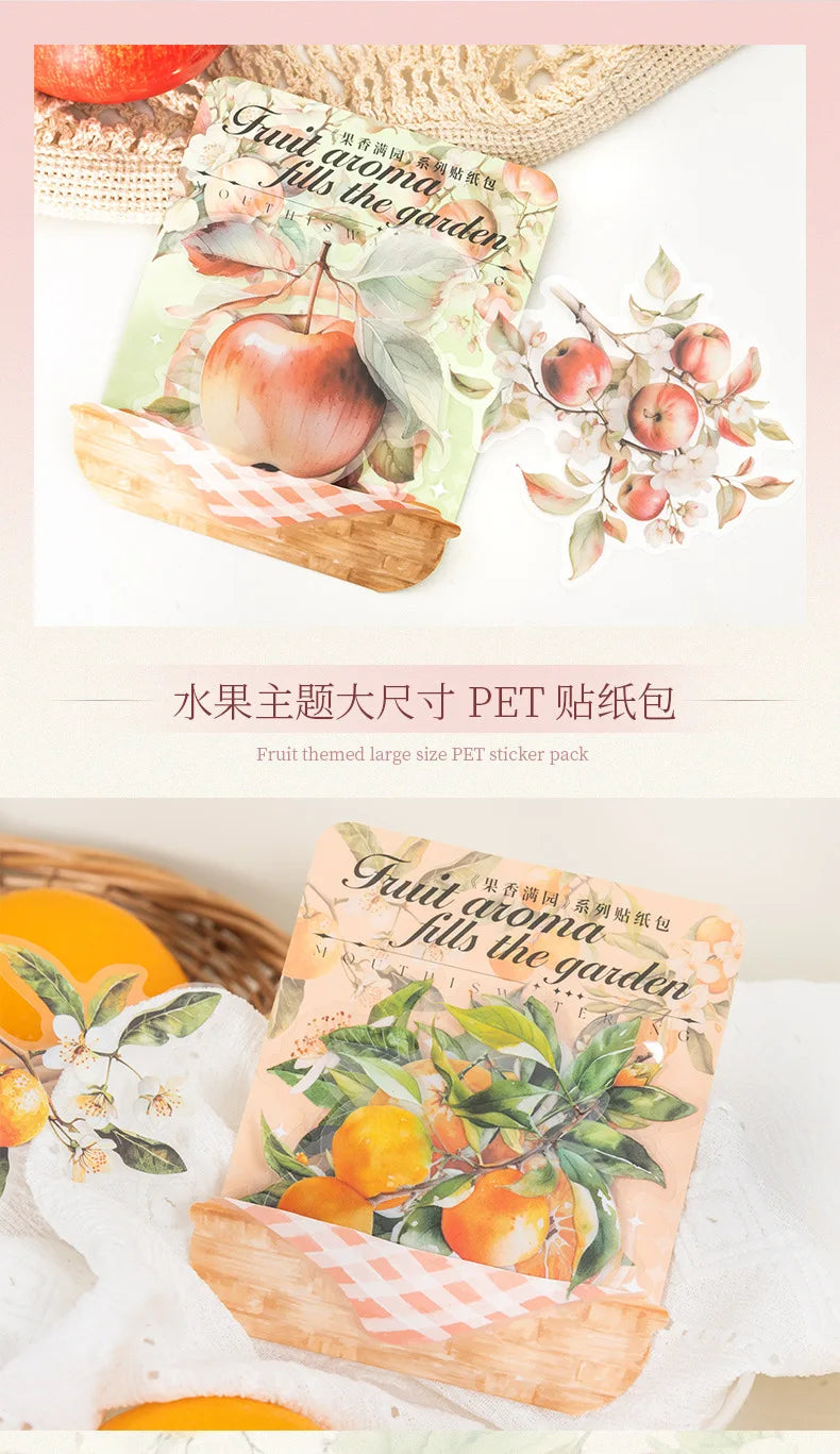 Mr. Paper10pcs/pack Strawberry PET Sticker Pack Fruit Sticker Decoration Scrapbook Photo Frame phone Case laptop Phone Case Gift