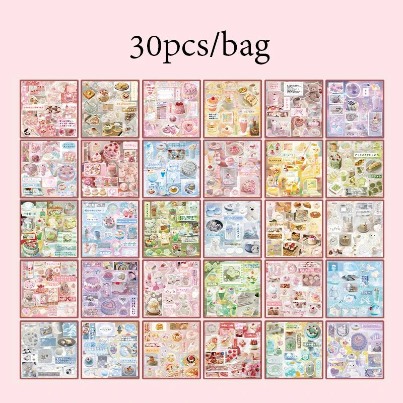 2Style 30Pcs/bag Food Sticker Book DIY Handbook Scrapbook Photo Frame Envelope Phone Case Stickers Scrapbooking Journal Stickers
