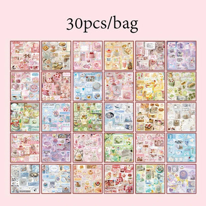 2Style 30Pcs/bag Food Sticker Book DIY Handbook Scrapbook Photo Frame Envelope Phone Case Stickers Scrapbooking Journal Stickers