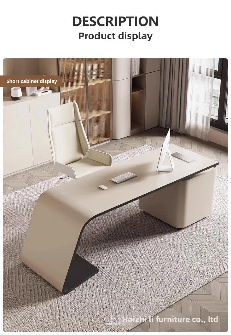 Boss's Desk, Baked Paint Craftsmanship, Office Desk, Modern and Simple Atmosphere, High-end Creative Desk, Light Luxury Style
