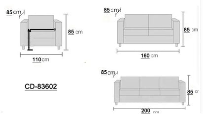 European Luxury  Black Office Sectional Modern Leather Sofa