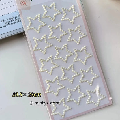 MINKYS New Arrival Pearl Star Heart Bling Bling Stickers DIY Scrapbook Stickers Confetti Decoration DIY Photo Frame Face Sticker