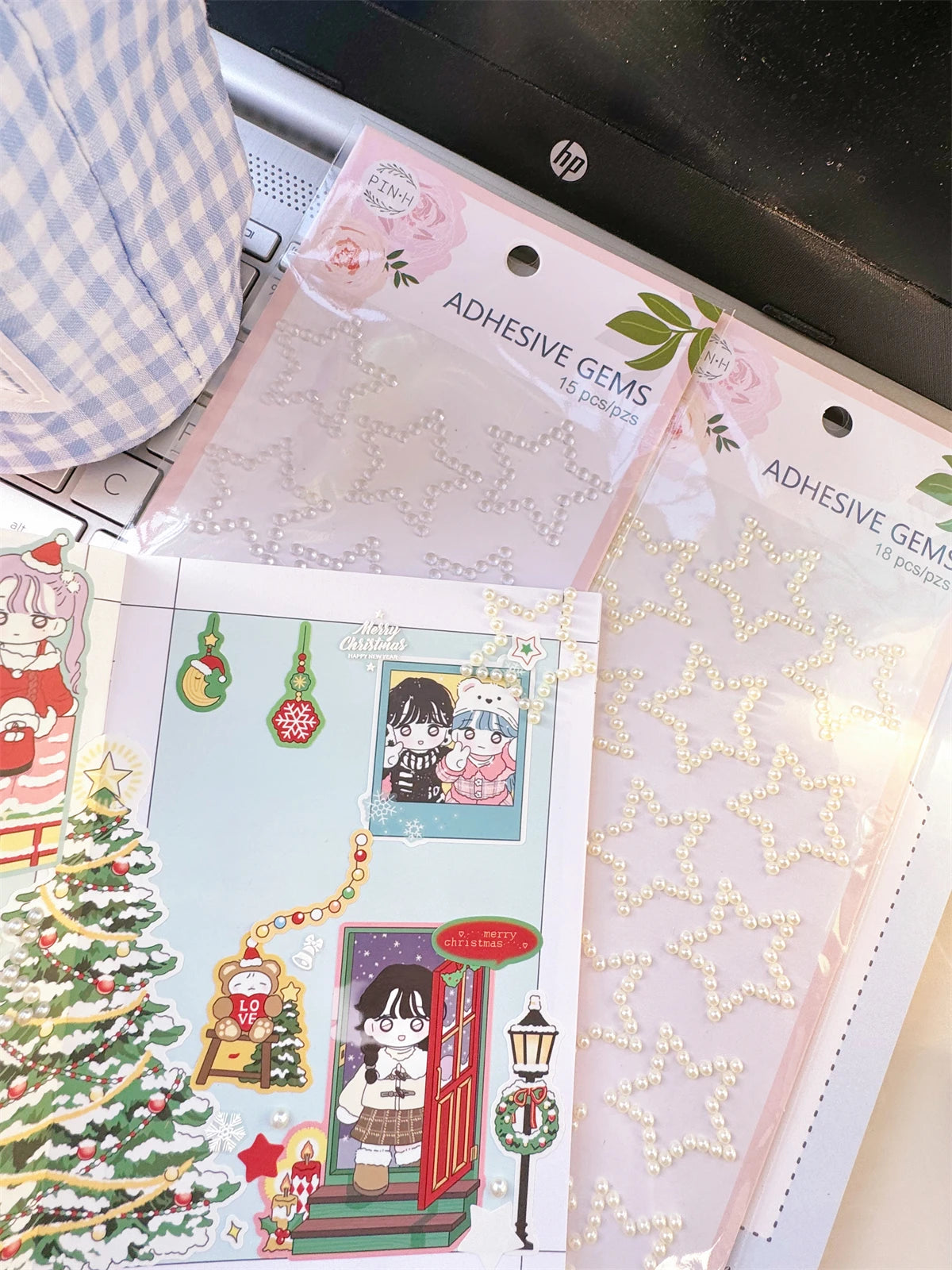 MINKYS New Arrival Pearl Star Heart Bling Bling Stickers DIY Scrapbook Stickers Confetti Decoration DIY Photo Frame Face Sticker
