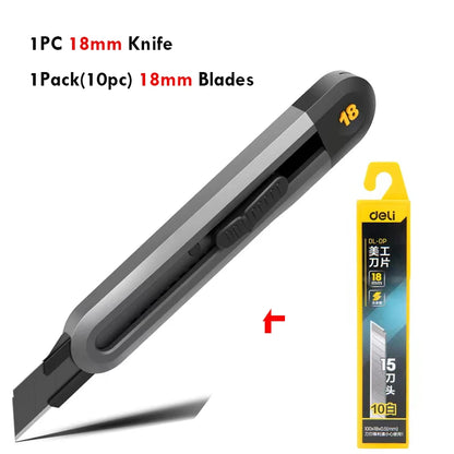 Deli 3pc Set Utility Knife Art Carving Knife Cutter School Suplies Cut Tools Wallpaper Stationery Express Delivery Safe Knife