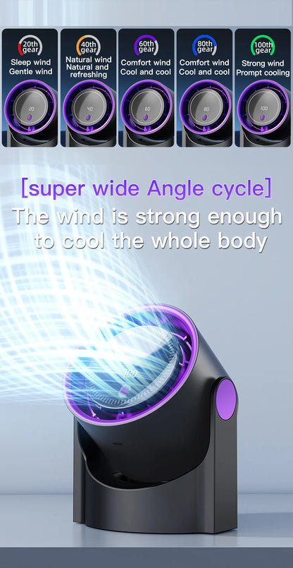 2025 Portable Wall Hanging Fan Digital Display Desktop Fan 100 Wind Speeds  Rechargeable Office Home Electric Mini Fans