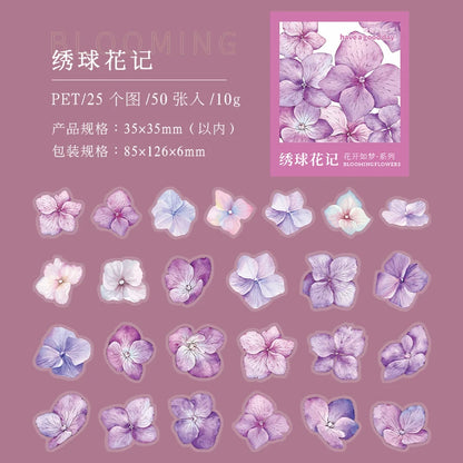 Yoofun 50pcs/lot Creative PET Flower Stickers for Gift Card Photo Frame Journal Scrapbooking Decoration Label Stationery