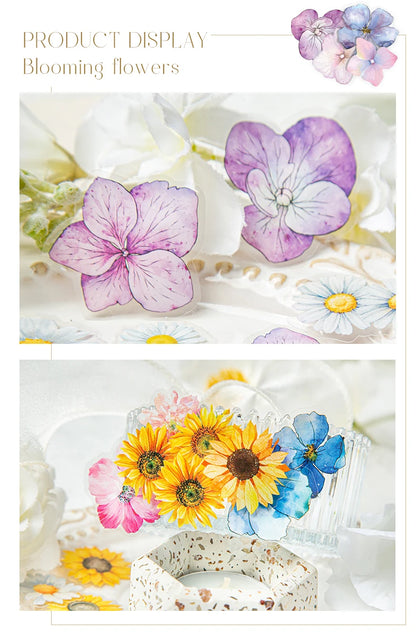 Yoofun 50pcs/lot Creative PET Flower Stickers for Gift Card Photo Frame Journal Scrapbooking Decoration Label Stationery
