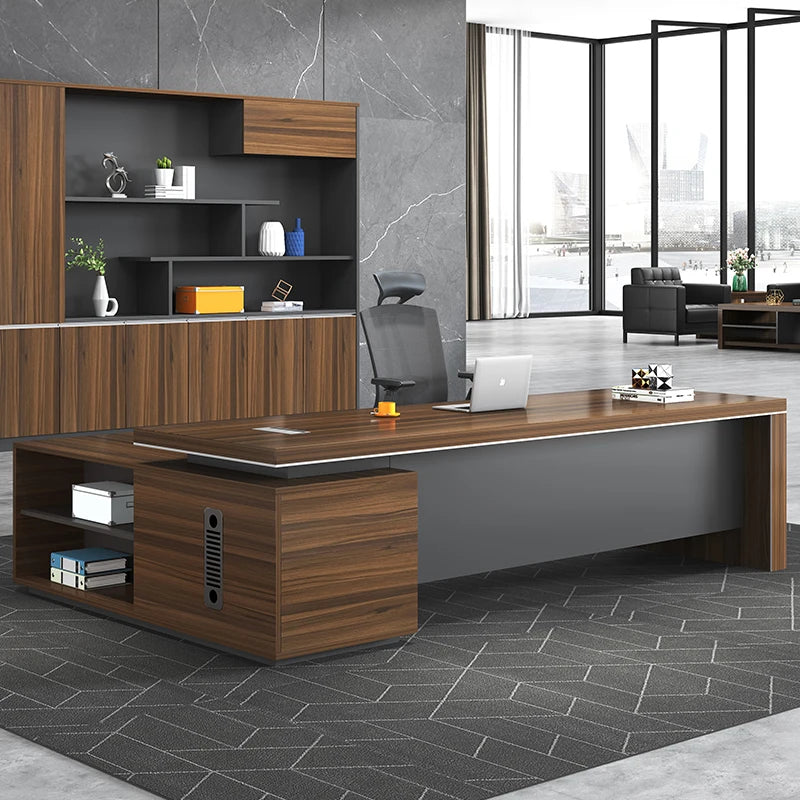Wooden Ceo Office Furniture Modern Style Computer L Shape Desk Boss Manager Office Table Executive Desk Table Workstation