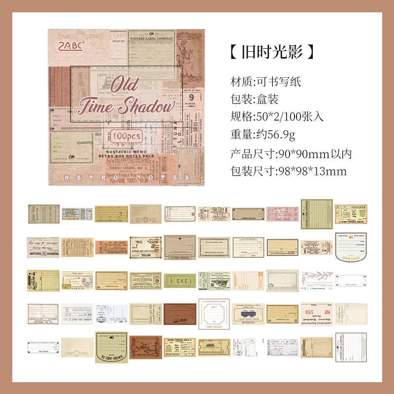 Mr. Paper, Retro Writing Bordered Message Paper, Scrapbook Supplies, Desktop Message, Decorative Notebook Photo Frame 100pcs