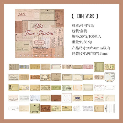 Mr. Paper, Retro Writing Bordered Message Paper, Scrapbook Supplies, Desktop Message, Decorative Notebook Photo Frame 100pcs