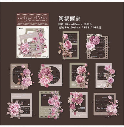 Yoofun 30pcs/lot Vintage Film Boarder Srapbooking Collage Junk Journal Decal Stickers Creative Frame Photo Frame Flower Labels