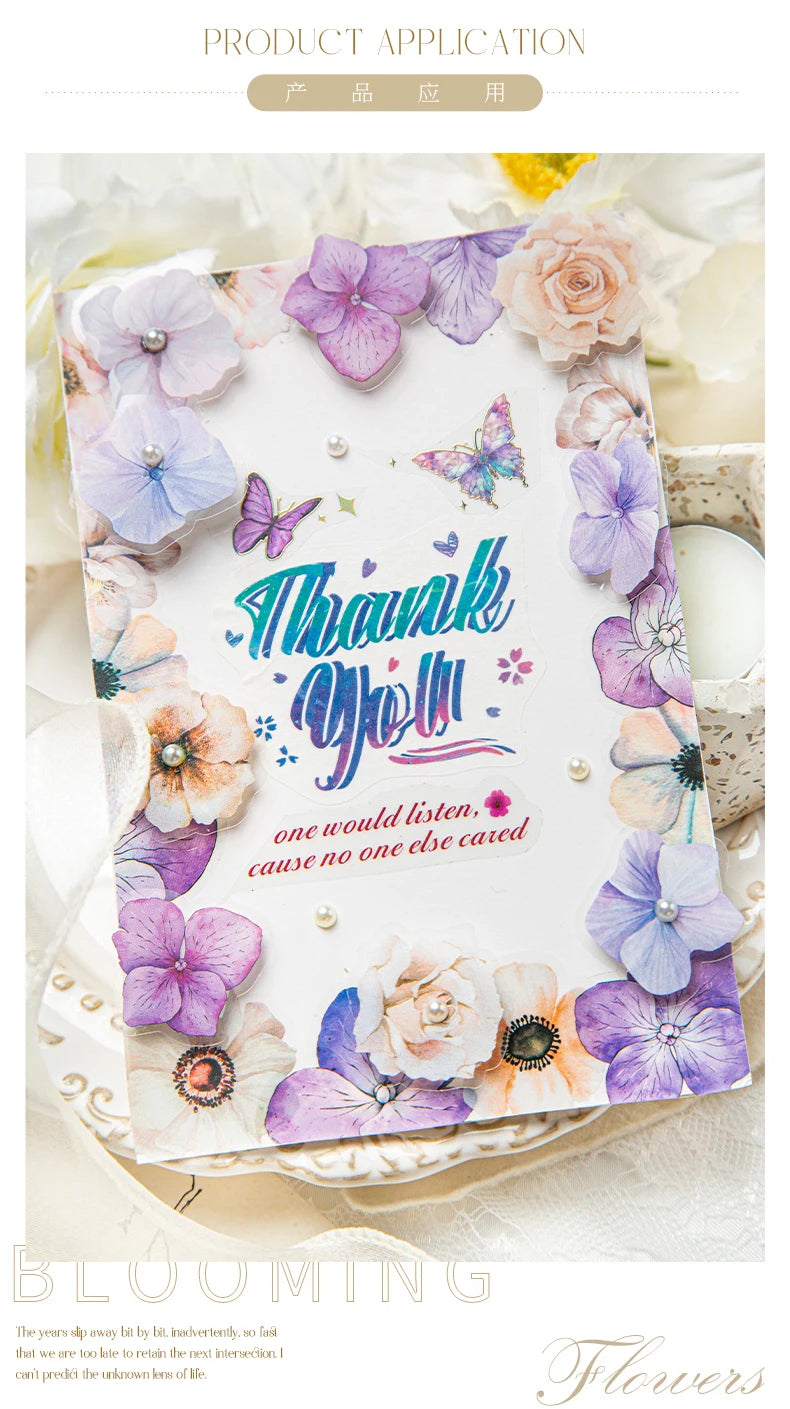 Yoofun 50pcs/lot Creative PET Flower Stickers for Gift Card Photo Frame Journal Scrapbooking Decoration Label Stationery