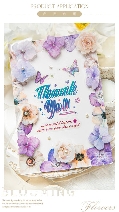 Yoofun 50pcs/lot Creative PET Flower Stickers for Gift Card Photo Frame Journal Scrapbooking Decoration Label Stationery