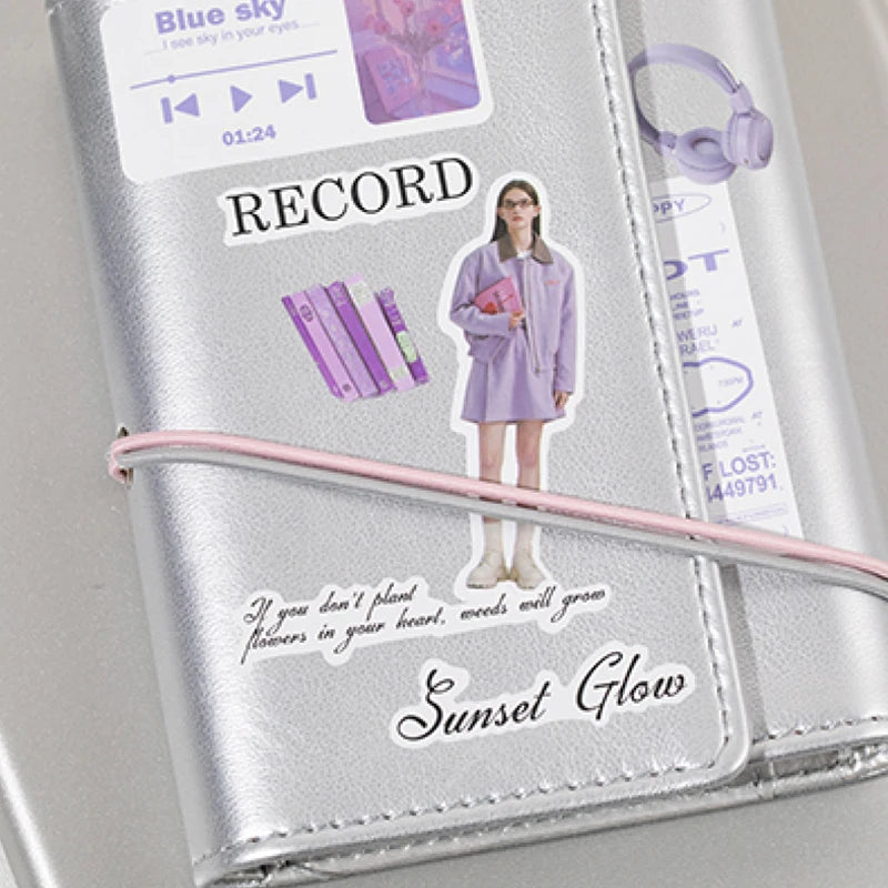 2Style 50Pcs/book Korean Style Cut Film Sticker Book DIY Handbook Envelope Seal Stickers Phone Case Scrapbook Photo Frame Diary