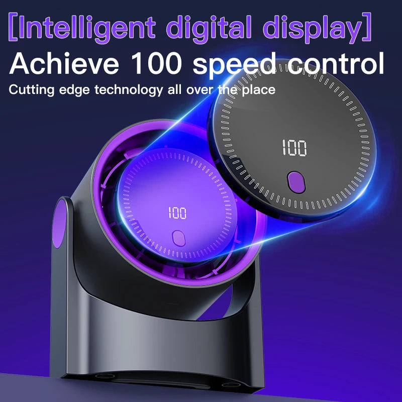 2025 Portable Wall Hanging Fan Digital Display Desktop Fan 100 Wind Speeds  Rechargeable Office Home Electric Mini Fans